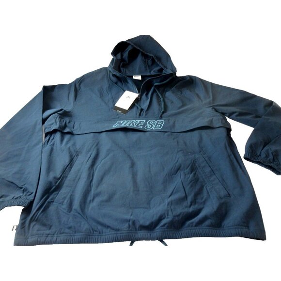 Nike SB Men's Anorak 1/2 Zip PO Skate Jacket Size Large Navy Blue Turquoise NWT - Picture 6 of 10